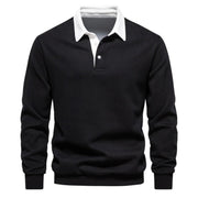 Pullover Herren Regular Fit mit Polokragen – Schwarz