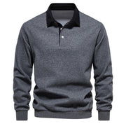 Pullover Herren Regular Fit mit Polokragen – Grau