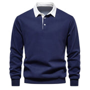 Pullover Herren Regular Fit mit Polokragen – Dunkelblau