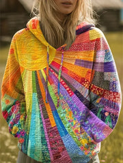 Jessanova - Weicher Patchwork-Hoodie – Mehrfarbig