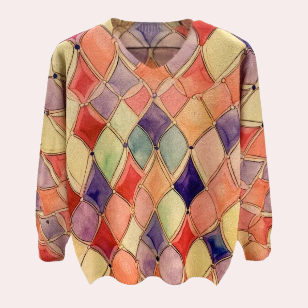 Künstlerischer Pullover | Geometrisches Muster | Lässiger Schnitt