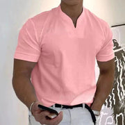 Rainer | Herren V-Ausschnitt Kurzarm T-Shirt – Rosa