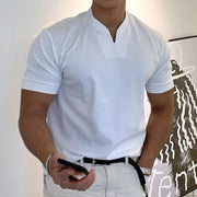 Rainer | Herren V-Ausschnitt Kurzarm T-Shirt – Weiß