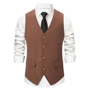 Rasmus | Herren Trachtenweste Slim Fit Anzugweste – Kaffee