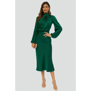 Rebecca | Damen Midikleid Sommer Stilvoll für Anlässe – Grün