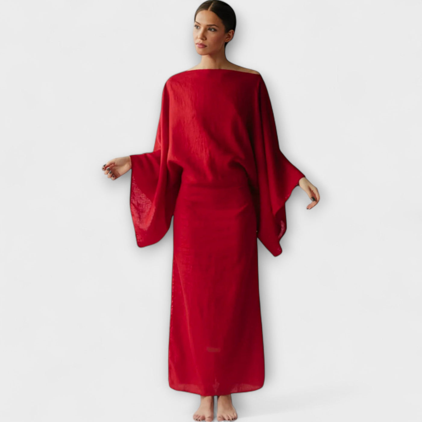 Dana - Kimono Kleid aus Leinen und Baumwolle