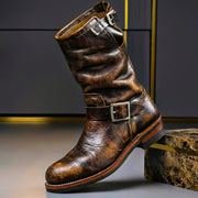 Gideon - Vintage-Lederstiefel mit Schnallen – Braun