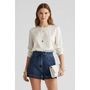 Rike | Damen Shorts Mit Umschlag Saum Für Urlaub – Blau
