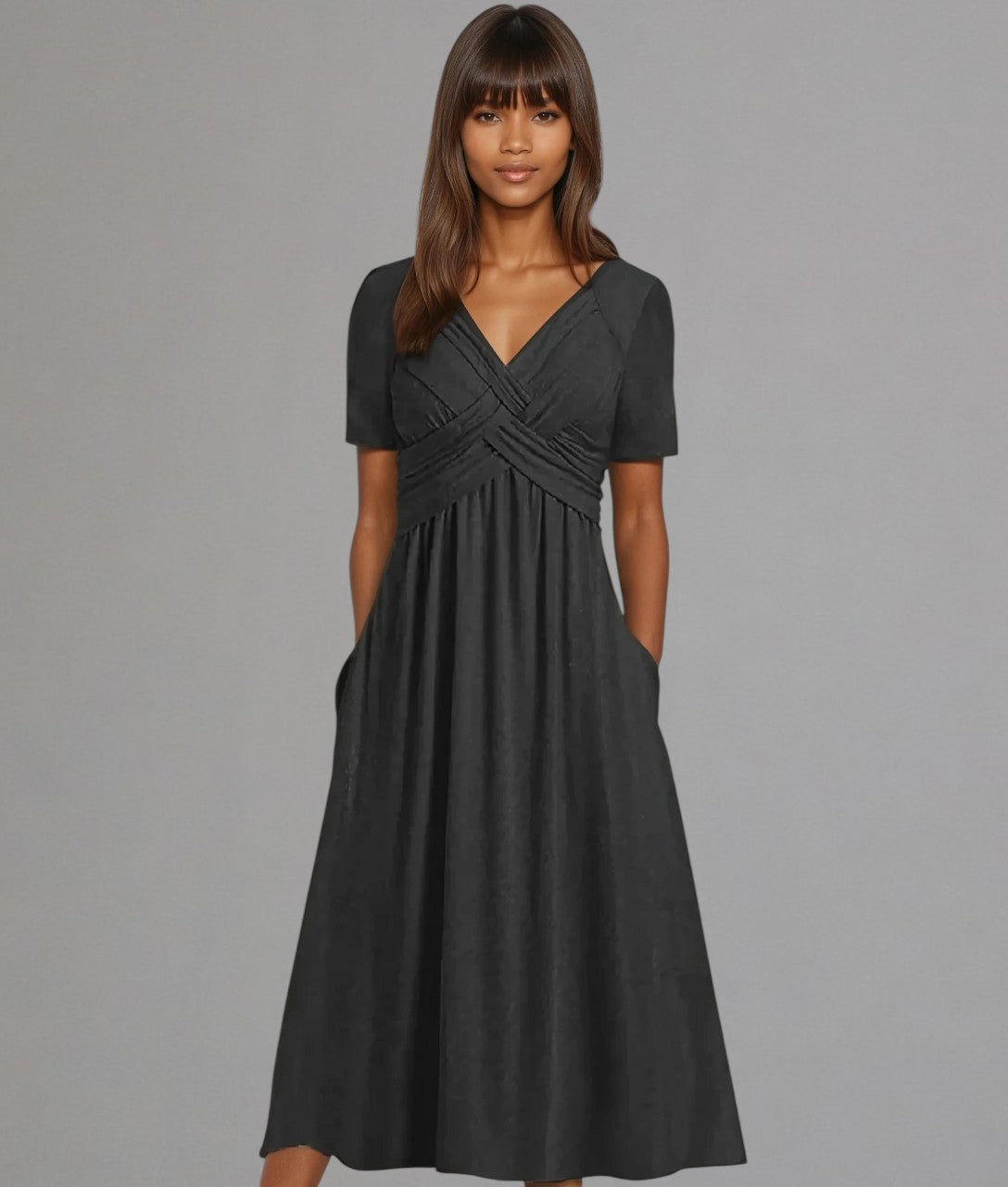 Midikleid mit Faltenoptik | Kurzarm | Femininer Schnitt