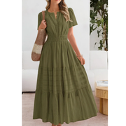 Rojin | Damen Sommerkleid Maxi Stilvoll Elegant – Grün
