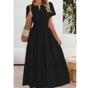 Rojin | Damen Sommerkleid Maxi Stilvoll Elegant – Schwarz