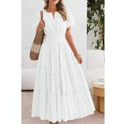 Rojin | Damen Sommerkleid Maxi Stilvoll Elegant – Weiß