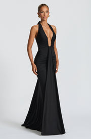 Bria | Fließendes Maxikleid Whisper Trail – Schwarz
