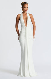 Bria | Fließendes Maxikleid Whisper Trail – Weiß
