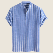 Ruben | Herren Hemd Streifen Design Sommer – Blau