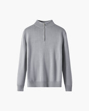 Weston | Half Zip Stehkragen Herrenpullover aus Merinowolle – Grau