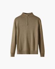 Weston | Half Zip Stehkragen Herrenpullover aus Merinowolle – Braun