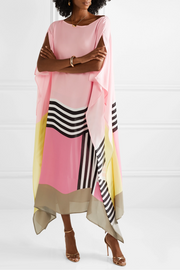 Vivienne | Damen Kaftan Kleid Fledermausärmel Colorblock Maxi – Rosa
