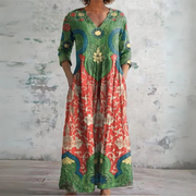 Salem | Damen Boho Kleid Freizeit Floral – Mehrfarbig