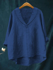 Bellissea - Elegante drapierte Bluse mit V-Ausschnitt – Blau