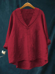 Bellissea - Elegante drapierte Bluse mit V-Ausschnitt – Rot