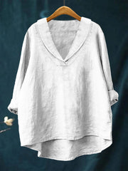 Bellissea - Elegante drapierte Bluse mit V-Ausschnitt – Weiß