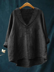 Bellissea - Elegante drapierte Bluse mit V-Ausschnitt – Schwarz