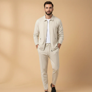 Sascha | Herren Zweiteiler Casual Set mit Reißverschluss – Beige