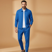 Sascha | Herren Zweiteiler Casual Set mit Reißverschluss – Blau