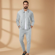 Sascha | Herren Zweiteiler Casual Set mit Reißverschluss – Grau