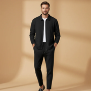 Sascha | Herren Zweiteiler Casual Set mit Reißverschluss – Schwarz