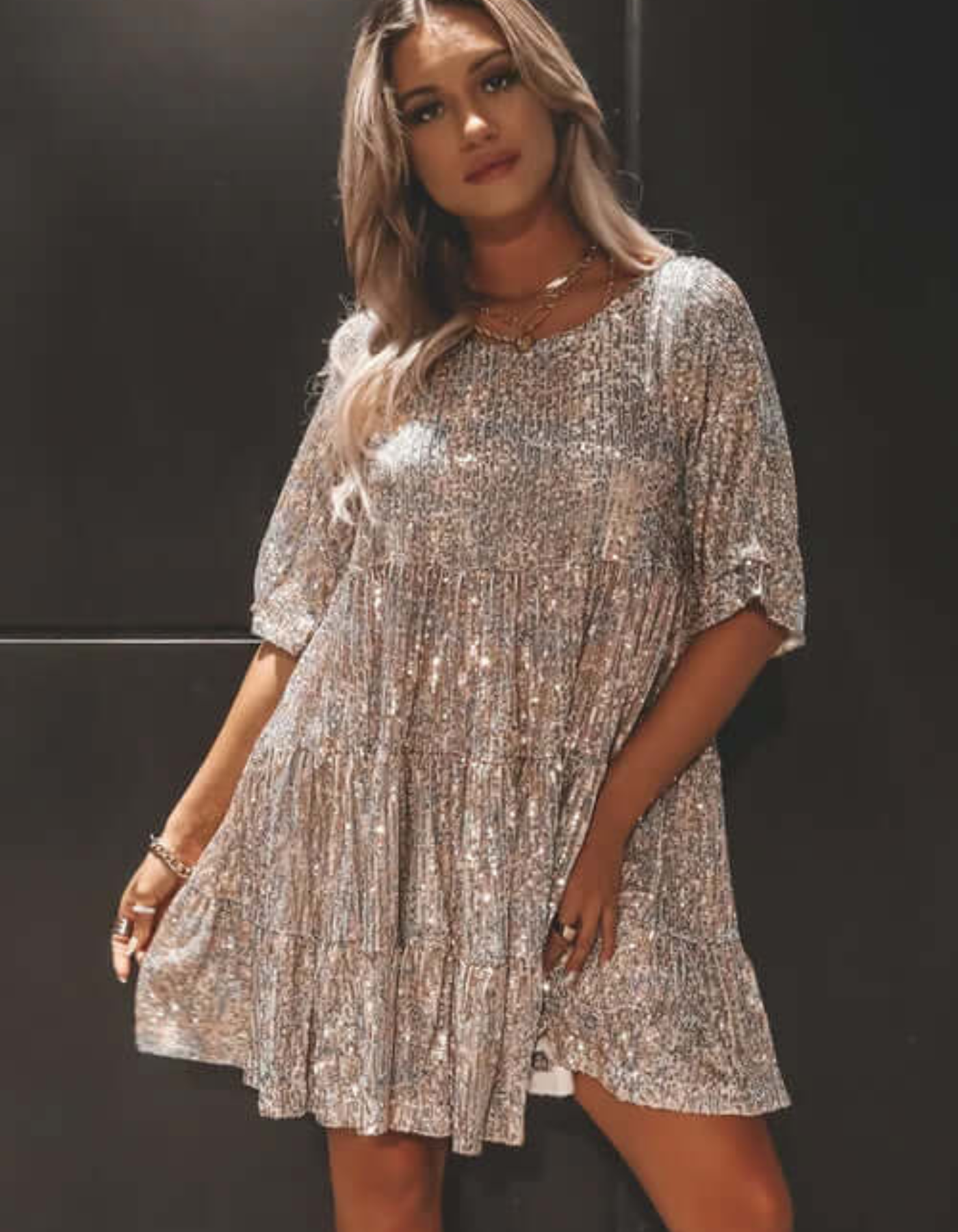 Ruelle | Schwarz Paillettenkleid | Mini