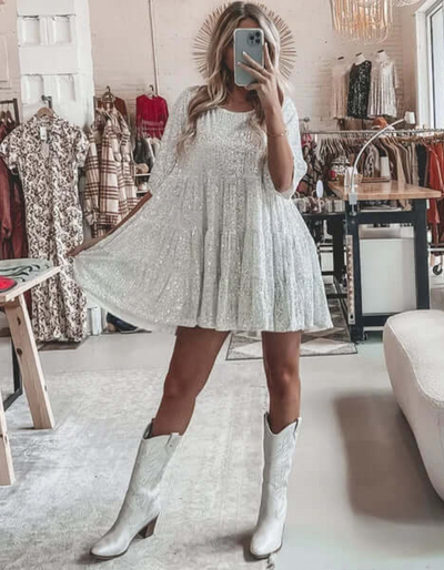 Ruelle | Schwarz Paillettenkleid | Mini