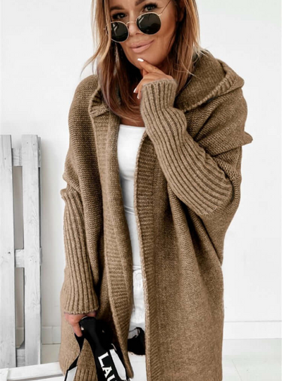 Tiara | Damen Schwarz Strickjacke | mit Kapuze