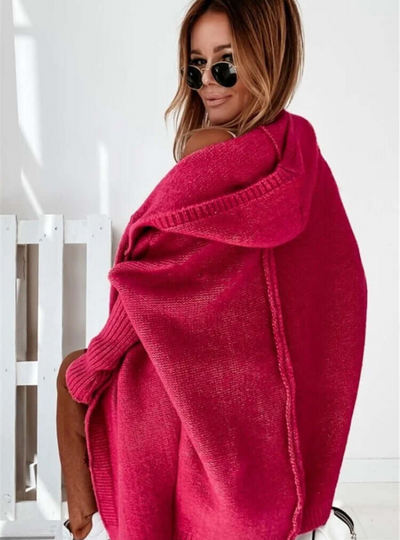 Tiara | Damen Schwarz Strickjacke | mit Kapuze