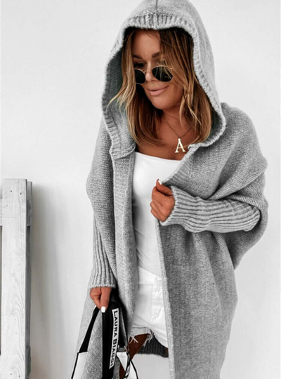 Tiara | Damen Schwarz Strickjacke | mit Kapuze