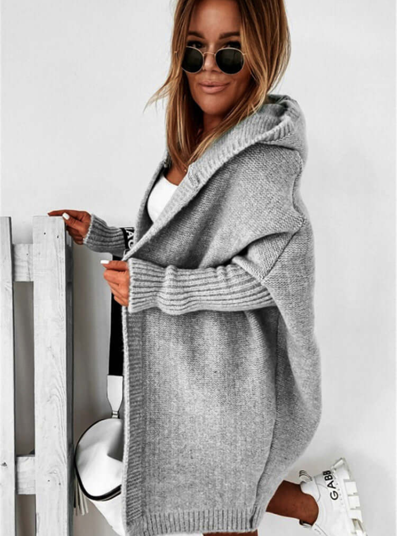 Tiara | Damen Schwarz Strickjacke | mit Kapuze