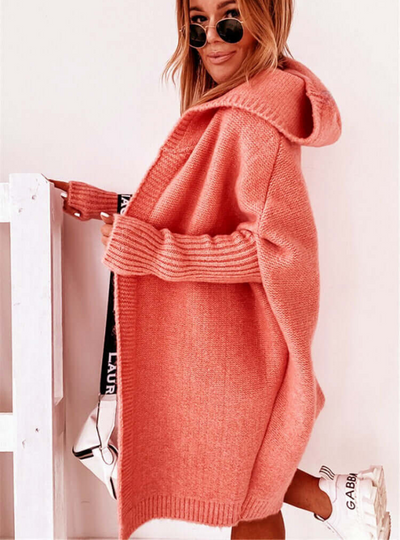 Tiara | Damen Schwarz Strickjacke | mit Kapuze