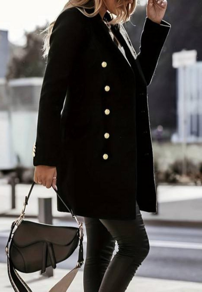 Isidora | Damen Schwarz Trenchcoat | Lange Jacke