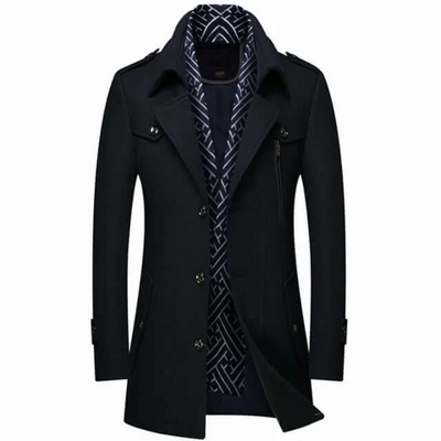 Ayaan | Herren Schwarz Trenchcoat | Lange Jacke