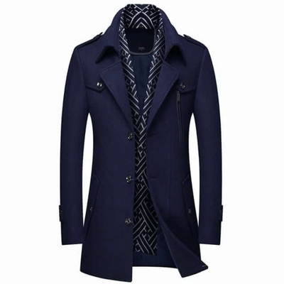 Ayaan | Herren Schwarz Trenchcoat | Lange Jacke