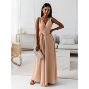 Selma | Damen Maxi Kleid Für Hochzeitsgast Wickel Stil – Khaki
