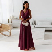 Selma | Damen Maxi Kleid Für Hochzeitsgast Wickel Stil – Burgunderrot