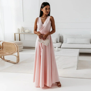 Selma | Damen Maxi Kleid Für Hochzeitsgast Wickel Stil – Zartrosa