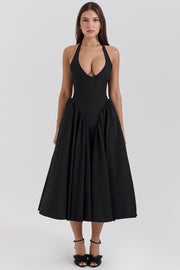 Shanna | Damen Elegantes Midikleid – Feminines Kleid Hochzeit, Büro & Abend 2026 – Schwarz