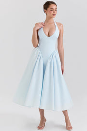 Shanna | Damen Elegantes Midikleid – Feminines Kleid Hochzeit, Büro & Abend 2026 – Hellblau