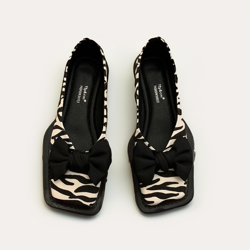 Caramina - Stilvolle Hahnentritt-Ballerinas mit Schleife Damen