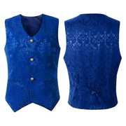 Sigbert | Herren Trachtenweste Jacquard Festweste – Blau