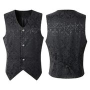 Sigbert | Herren Trachtenweste Jacquard Festweste – Schwarz