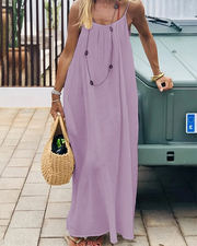 Sigrid | Damen Trägerkleid Maxikleid Sommerkleid – Lila